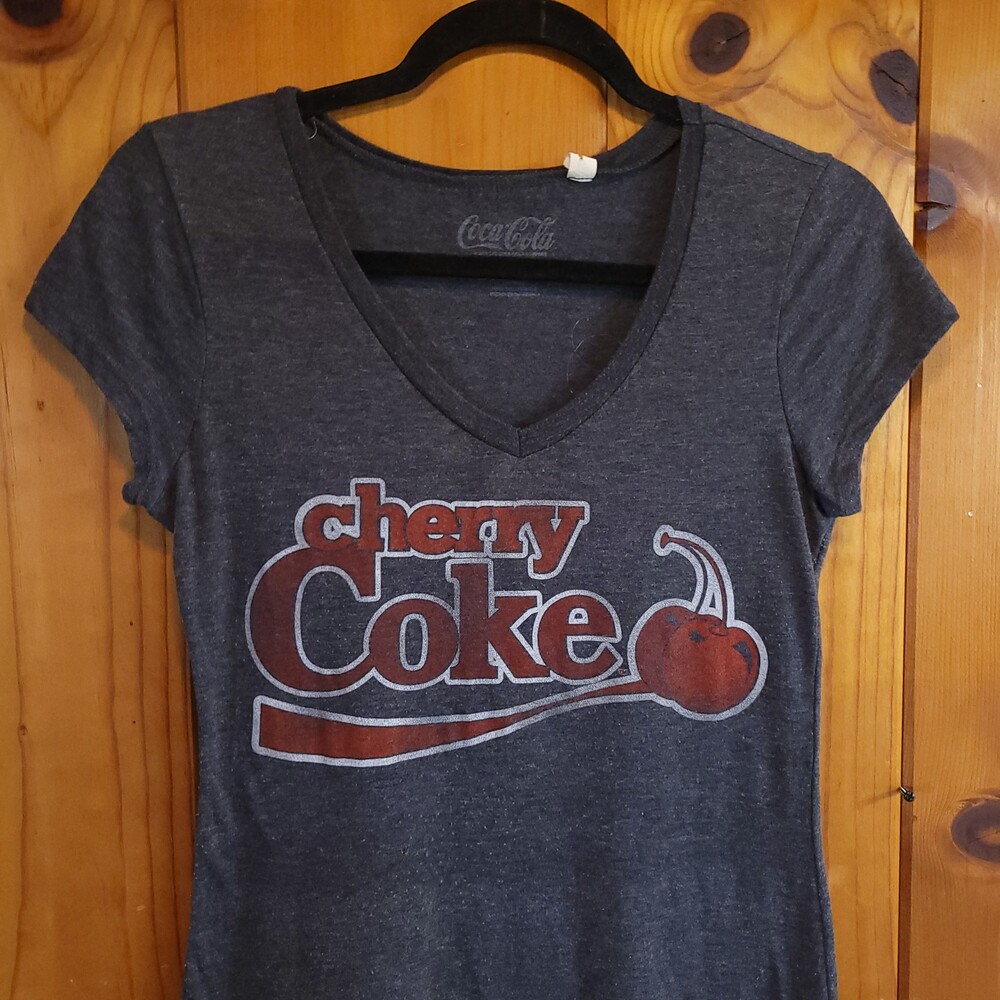 Coca-Cola 2011 Cherry Coke baby tee large gray cotton blend y2k vtg 2010s V-neck